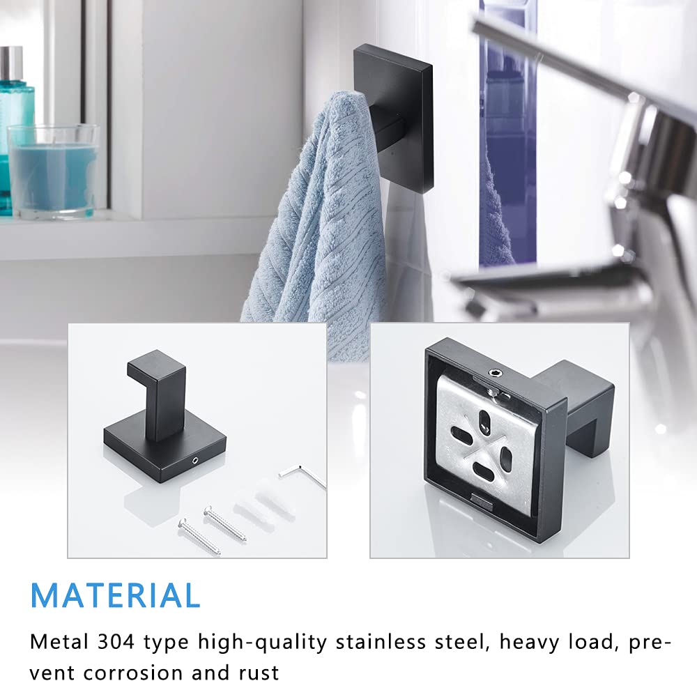 4-Piece Bathroom Hardware Accessories Set  Include 16 Inch Towel Bar  Toilet Paper Holder  Hand Towel Rack  Towel Hook  Matte Black